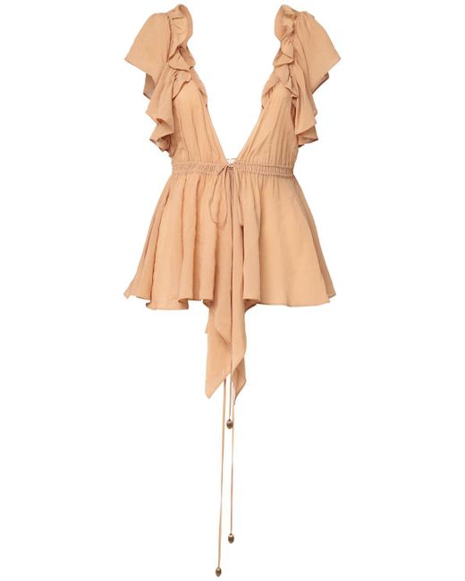 Chloé フリルシルクトップ Brown