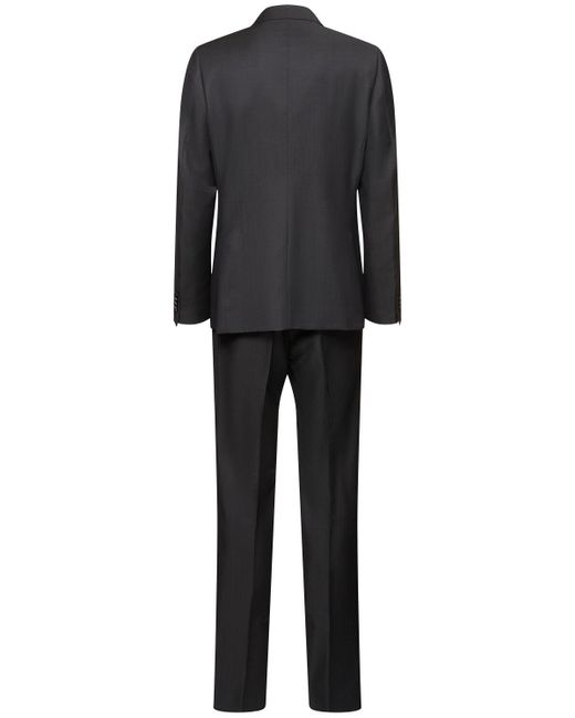 Zegna Black Tailored Wool & Mohair Suit for men