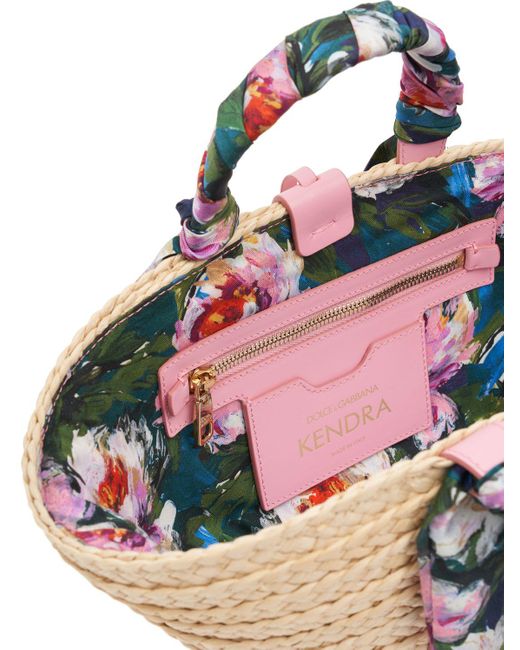 Bolso tote pequeño kendra de paja Dolce & Gabbana de color Pink