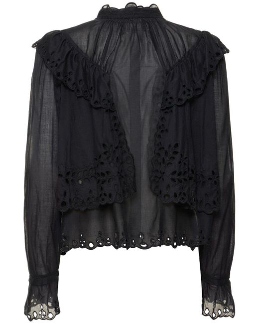 Chemise en coton à volants kelmon Isabel Marant en coloris Black