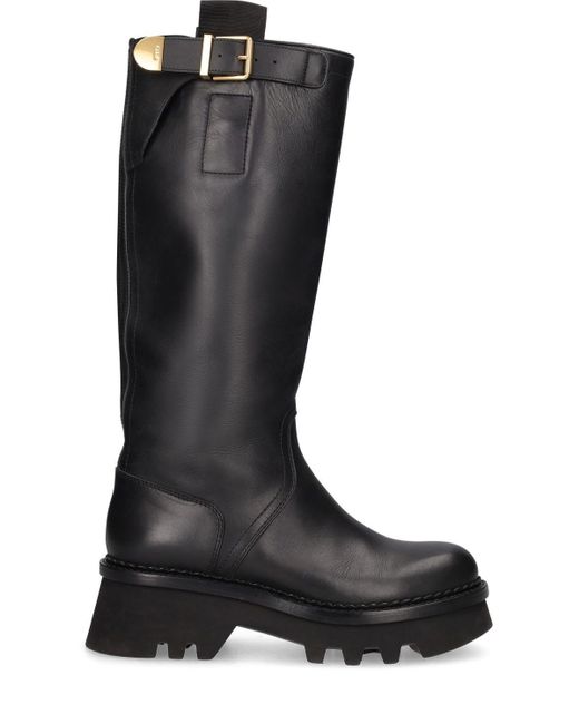 Chloé 50mm Owena Leather Tall Boots in Black | Lyst