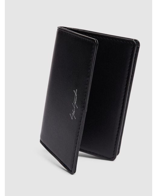 Yohji Yamamoto Black Gusseted Leather Business Card Case for men