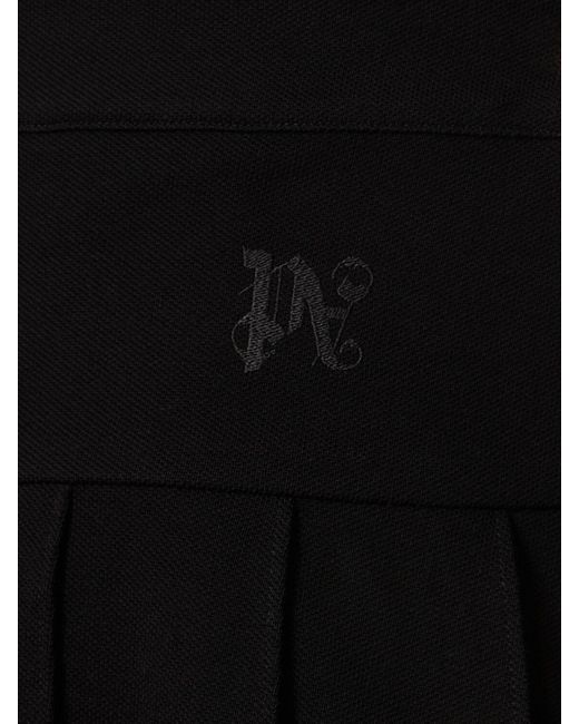 Palm Angels Black Monogram Pleated Cotton Skirt