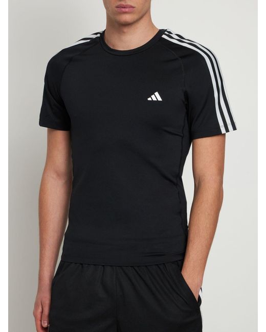 T-shirt en tissu technique à 3 bandes Adidas Originals pour homme en coloris Black