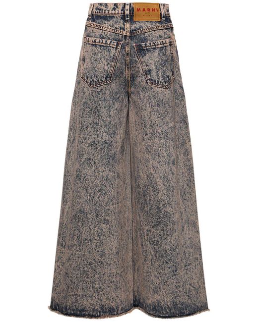 Marni Gray Marble Dyed Cotton Denim Flared Jeans