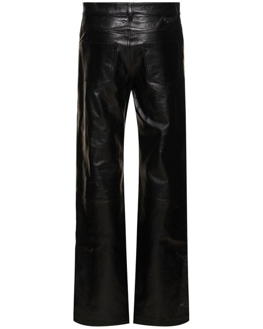 MARINE SERRE Black Embossed Leather Wide Pants for men