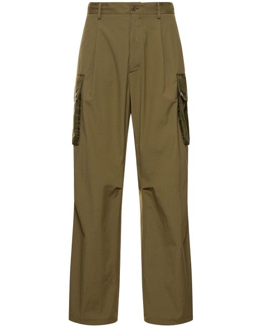 Moncler Green Cotton Poplin Cargo Pants for men
