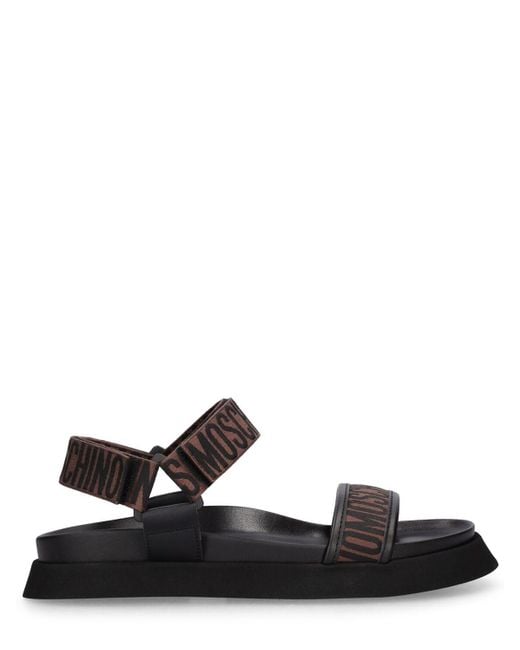 Moschino Black Mm Logo Jacquard Flat Sandals