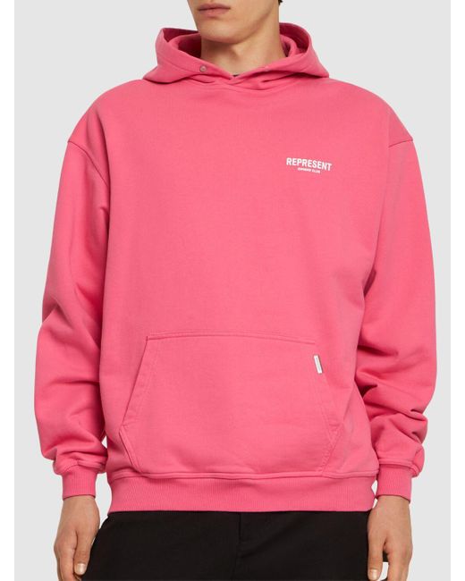 Represent Pink Owners Club Logo Cotton Hoodie for men
