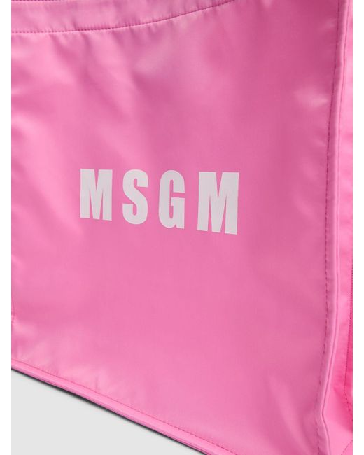 MSGM Pink Nylon Shopping Bag