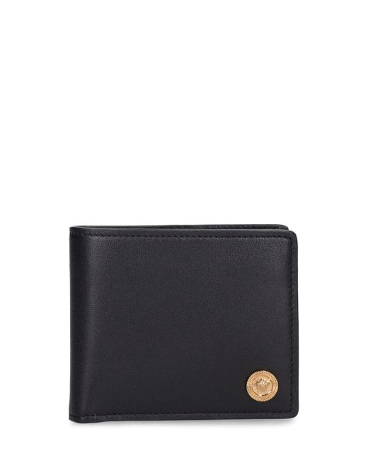 Versace Black Leather Wallet W/coin Pocket for men