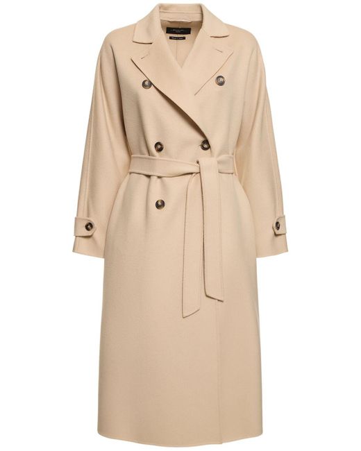 Weekend by Maxmara Natural Affetto Long Wool Blend Trench Coat