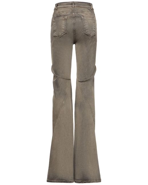 Rick Owens Gray Bias Denim Mid Rise Flared Jeans