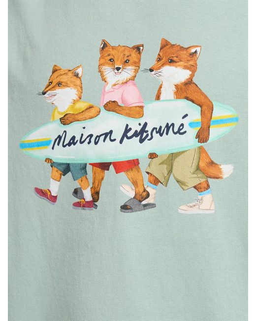 Maison Kitsuné Klassisches T-shirt Aus Baumwolle "surf Fox" in Green für Herren