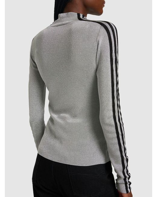 Balenciaga Gray Adidas Athletic Mock Neck Lurex Top