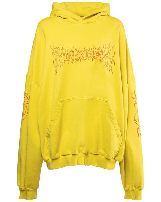 Sweat-shirt en coton à capuche darkwave Balenciaga pour homme en coloris Yellow