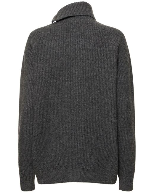 Auralee Gray Milled Wool Knit Sweater