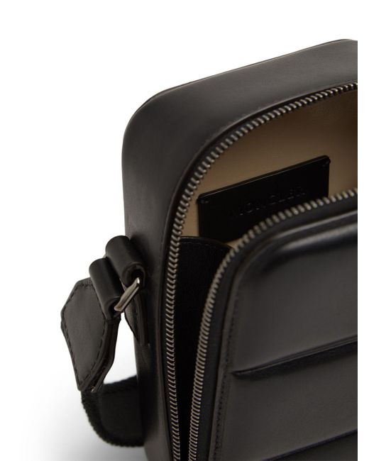 メンズ Moncler Vertical レザークロスボディバッグ Black