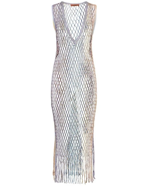 Missoni White Net Lurex Long Dress