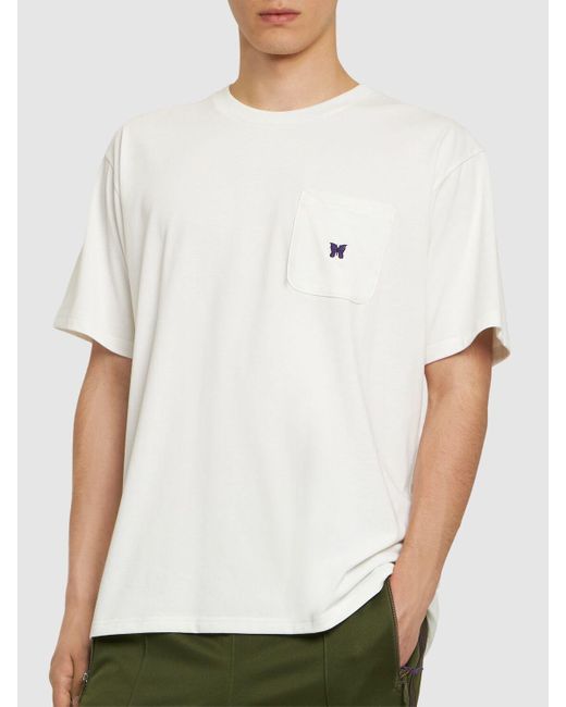 T-shirt in jersey di poly con logo di Needles in White da Uomo