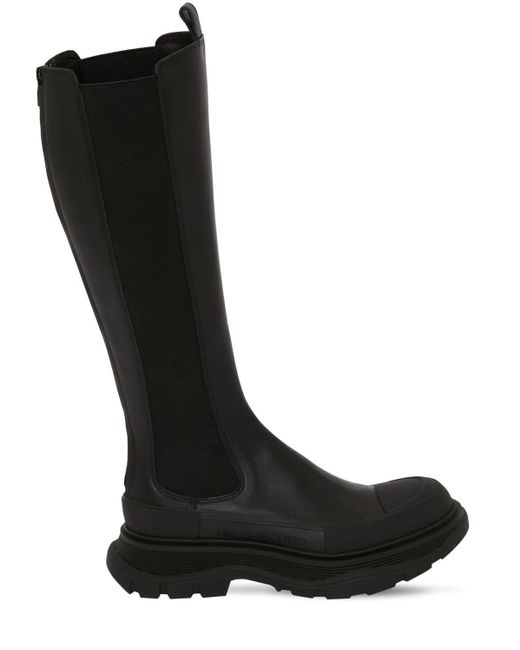 Stivali Alti In Pelle 40mm di Alexander McQueen in Nero | Lyst