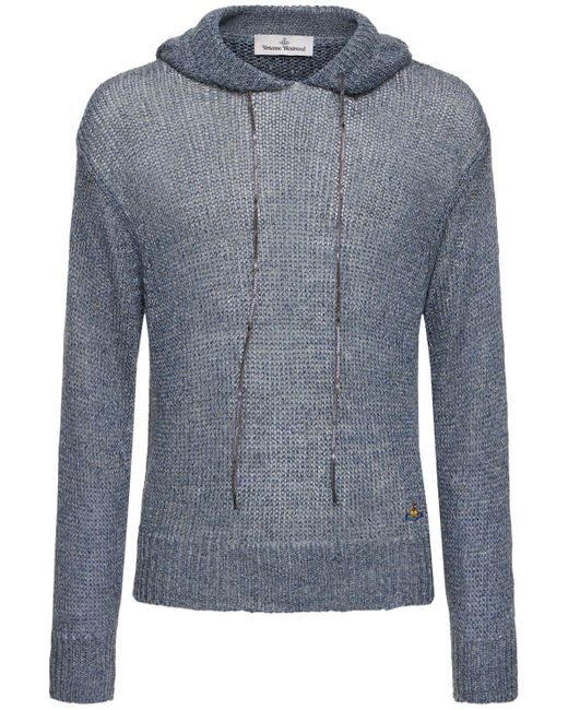 Sweat-shirt en maille de tweed et lin à capuche Vivienne Westwood pour homme en coloris Blue
