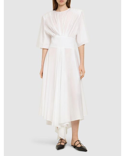 Robe évasée en popeline de coton à manches courtes Alexandre Vauthier en coloris White