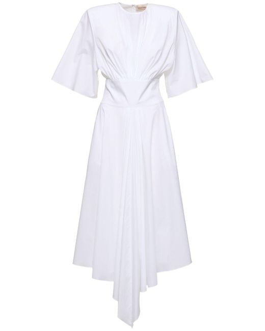 Vestido midi de popelina de algodón Alexandre Vauthier de color White