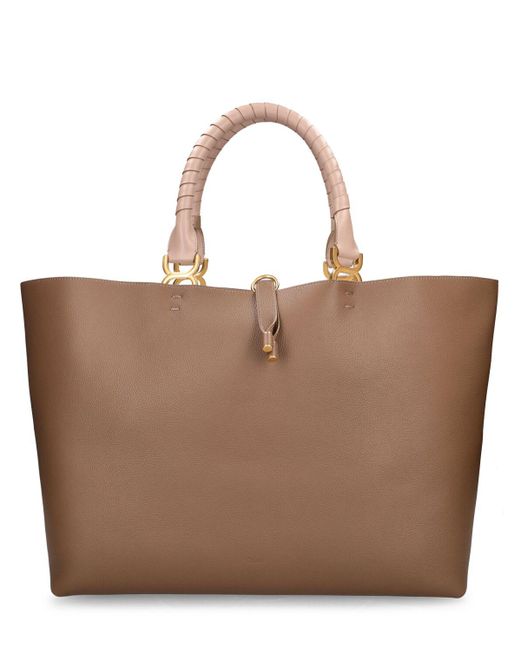 Chloé Brown Marcie Grained Leather Toe Bag