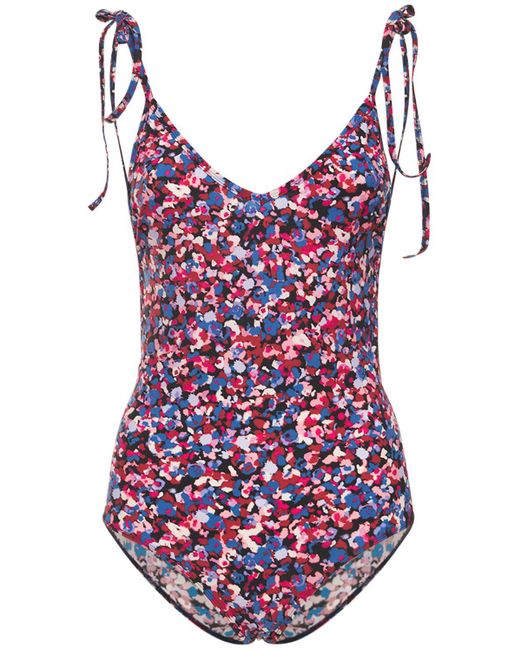 Isabel Marant Red Swan Printed One Piece Swimsuit
