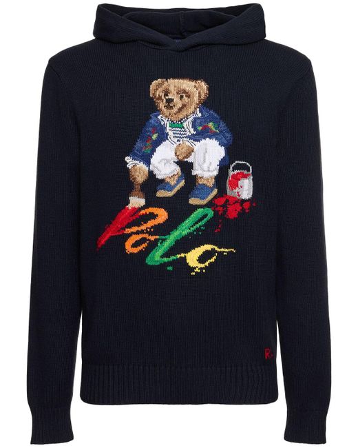 Polo Ralph Lauren Blue Knitted Bear Sweater for men