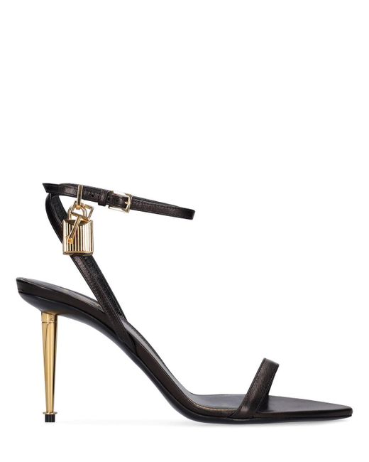 Tom Ford 85mm Padlock Leather Sandals in Black | Lyst