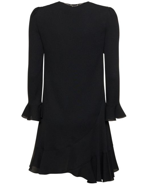 DSquared² Black Silk Blend Satin Flared Mini Dress
