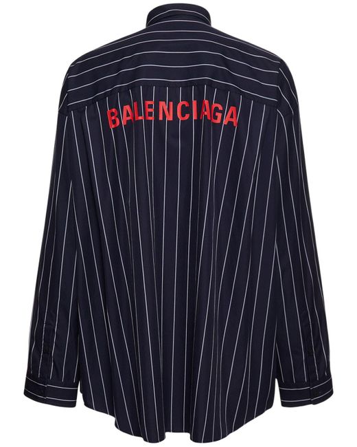 Chemise oversize en coton mélangé à rayures Balenciaga pour homme en coloris Blue