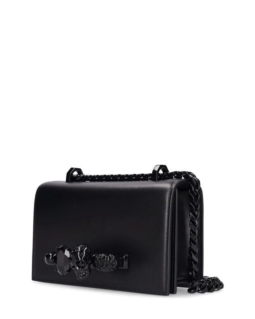 Alexander McQueen Black Mini Jewelled Satchel Leather Bag