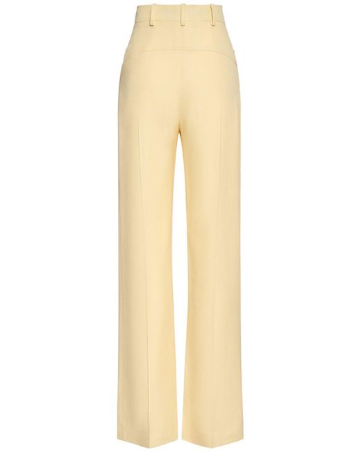 Pantalon taille haute en crêpe le pantalon sauge Jacquemus en coloris Natural