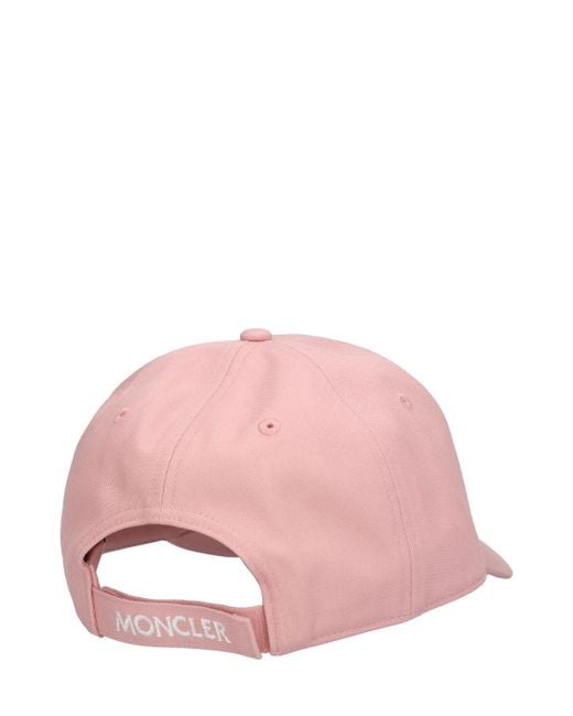 Cappello baseball in cotone con logo di Moncler in Pink
