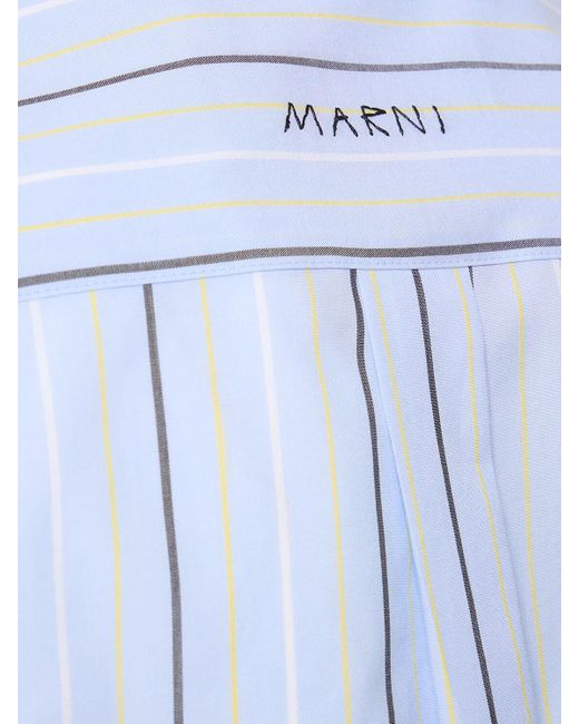 Marni Blue Gestreiftes Hemd Aus Baumwollpopeline