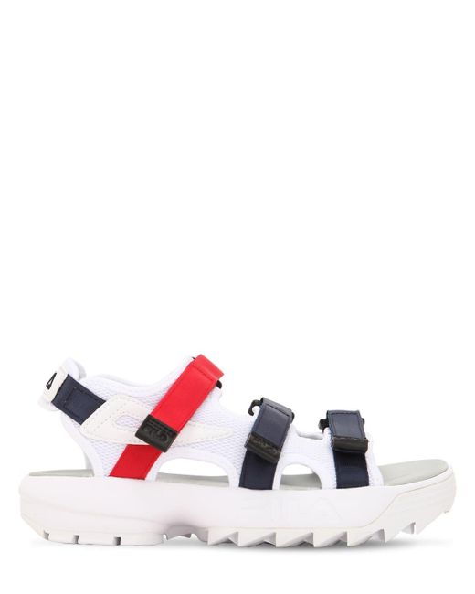 Fila Disruptor Sandal Flats in White/Navy/Red (White) | Lyst