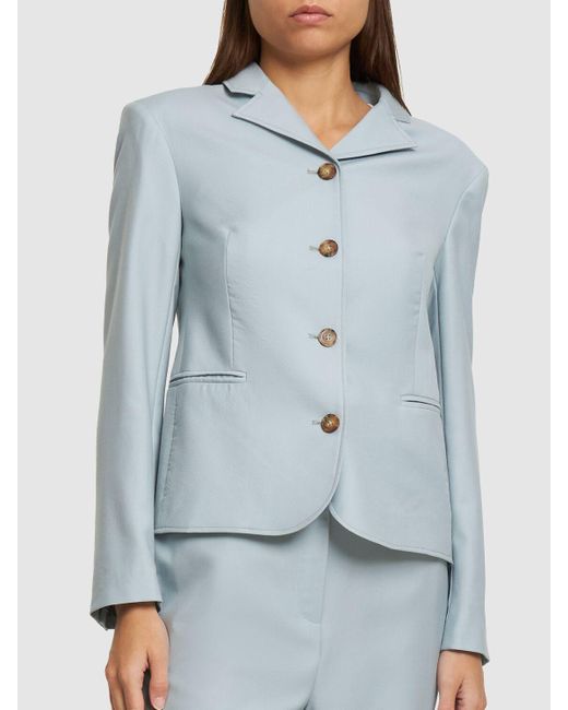 Loulou Studio Blue Marnie Cinched Wool Blazer