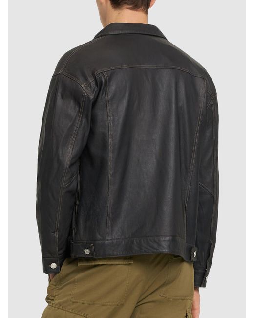 Giorgio Brato Black Nabuk Leather Jacket for men