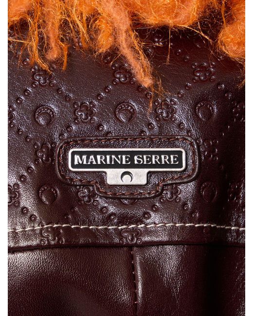 MARINE SERRE Black Embossed Leather Long Trench Coat W/belt