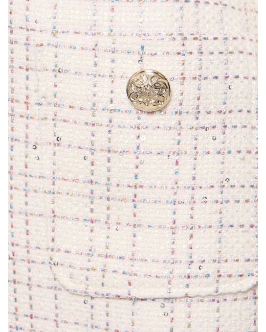 Vestido corto de tweed con bolsillos Elie Saab de color Natural