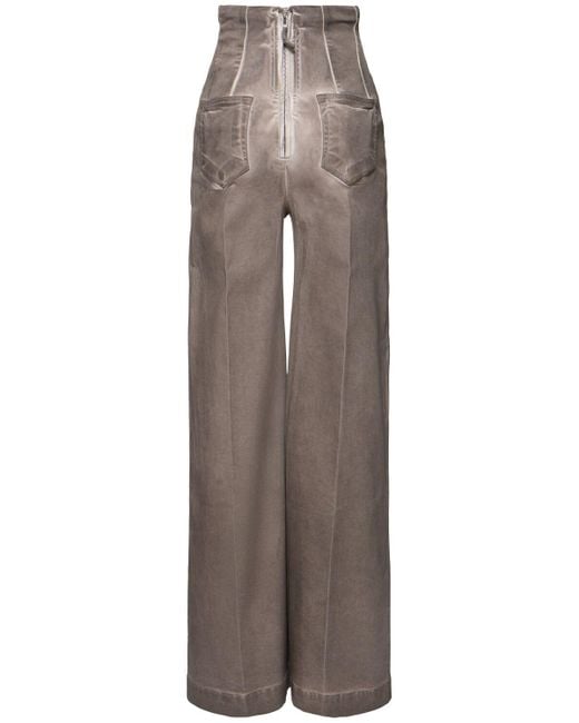 Rick Owens Brown Dirt Cooper High Rise Denim Wide Jeans