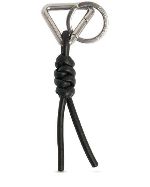 Bottega Veneta Black Triangle Leather Key Ring for men