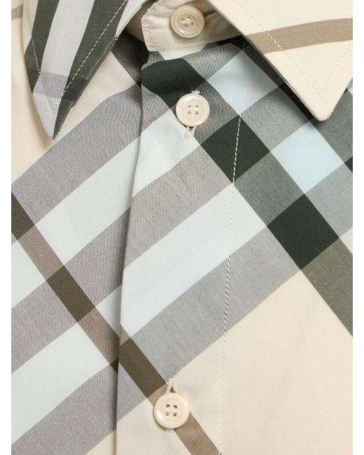 Burberry Gray Check Cotton Shirt for men