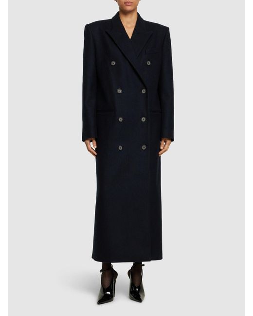 Manteau en laine mélangée à double boutonnage Magda Butrym en coloris Black