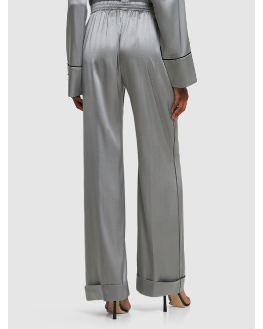 Dolce & Gabbana Gray Pyjamahose Aus Stretch-seidensatin