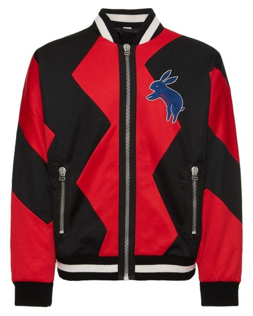 Gucci Red Zig-zag Zip-up Bomber Jacket for men