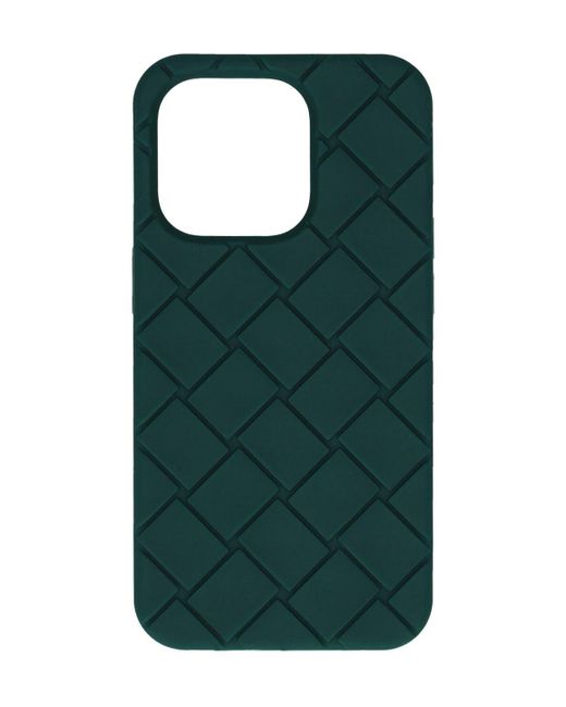 Cover iphone 14 pro intreccio in silicone di Bottega Veneta in Green da Uomo